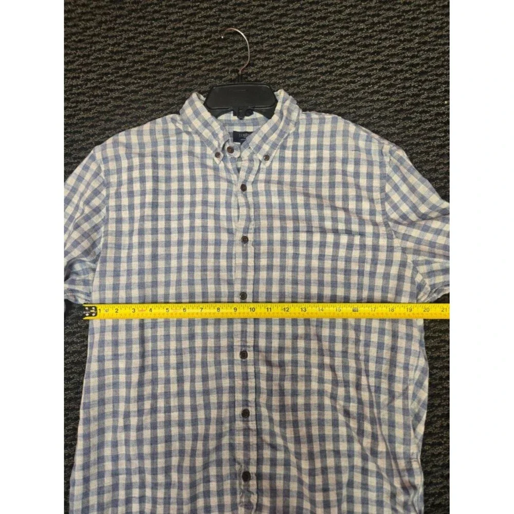 J. Crew Mens XL Slim Fit Shirt Blue White Gingham Plaid Long Sleeve Button Down